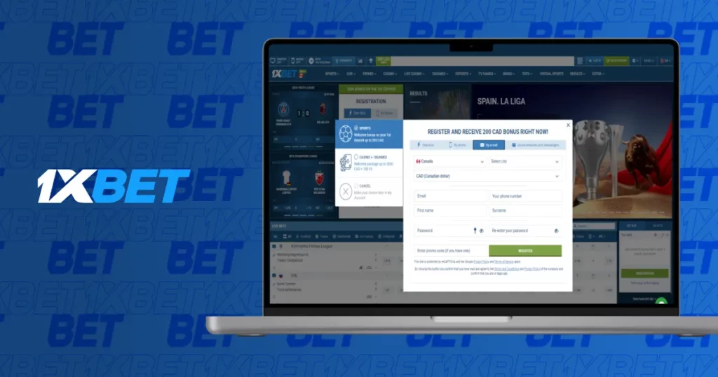 Registration in PC App from 1xBet Cambodia